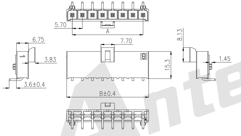 AW5703R-1xNP 5.70mm pitch 90° Single Row Wafer Connector