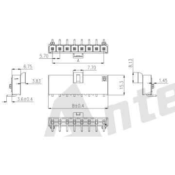 AW5703R-1xNP 5.70mm pitch 90° Single Row Wafer Connector