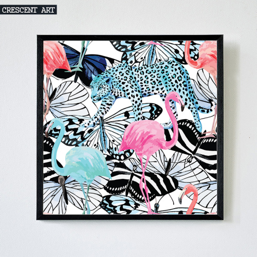 Pop Art Wildlife Flamingo Leopard Picture Butterfly Canvas Print