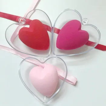 Private Label Cosmetics: Soft Latex Free Red Pink Heart Shape Makeup Blender Sponge Set