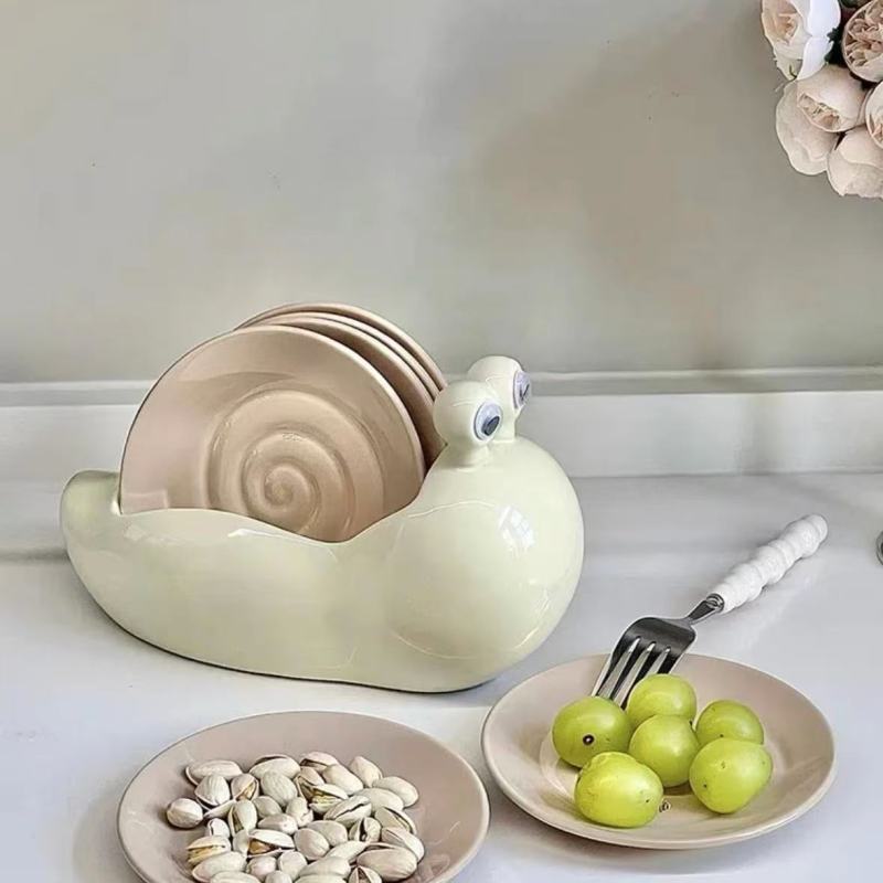 Creative Cartoon Snail-Shaped Plate for Kids