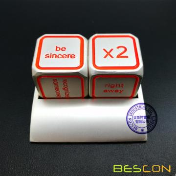 Bescon Promotional Motivational Solid Metallic Dice Set, 2pcs Motivational Desktop Metal Dice Set One Inch D6 Matt Silver