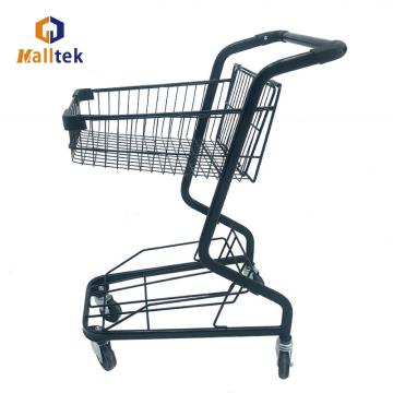 Double Layer Supermarket shopping Metal Basket Trolley