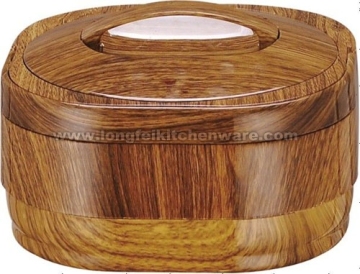 1.5L Wooden Grain Plastic Food Warmer With Stainless Steel Inner