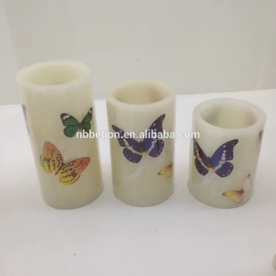 Spring butterfly led candles set led flameless wax candles with butterfly pillar candle