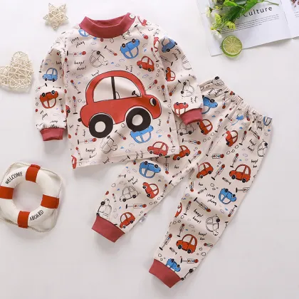 Wholesale Kids Cotton Pajamas: 73-130cm Long-sleeved Trousers Set with Great Price