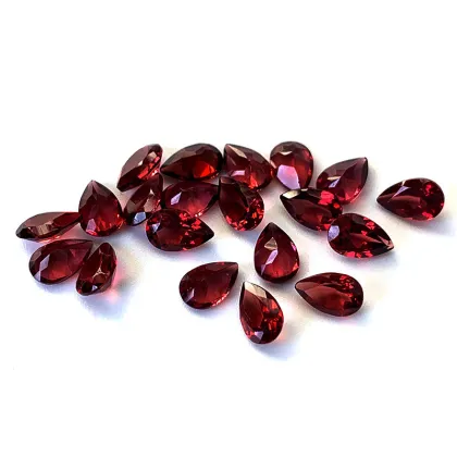Pear Shaped Faceted Natural Red Garnet Loose Gems