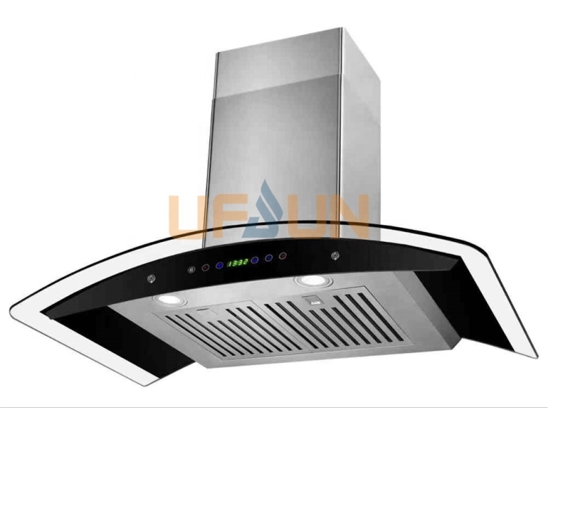 Made In China 900mm Super Slim Curved Glass Hood /Electric Switch Kitchen Chimney/Commercial Kitchen Exhaust Hood