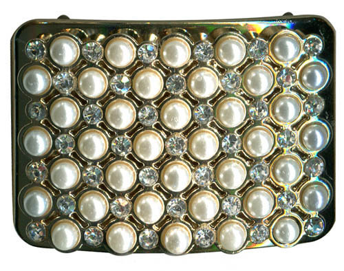 Rectángulo de metal Clips de zapatos Perla y adorno Rhinestone