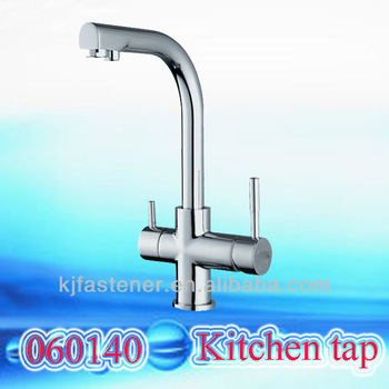 Brass high lever kitchen tap with ceramic cartridge
