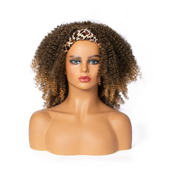 Wholesale Kinky Curly Afro Headband Wig for Women Turban Scarf Wig Natural Curls Synthetic Hair Christmas Party Daily Costume