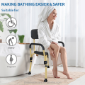 كرسي استحمام بمسند ذراع من الخشب لاستخدام كبار السن