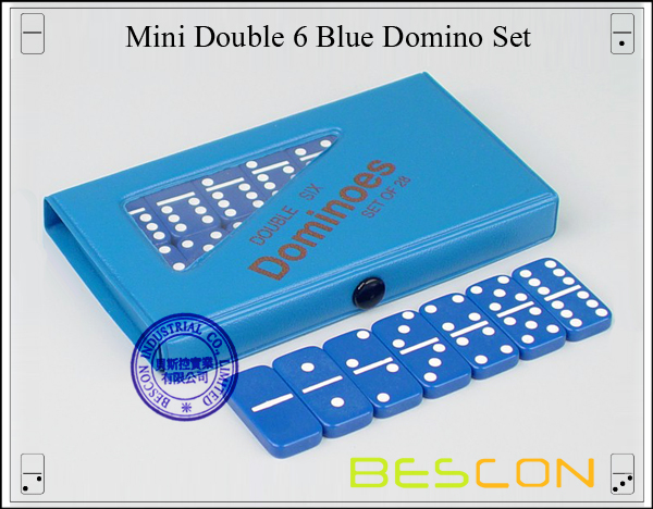 Mini Double 6 Blue Domino Set