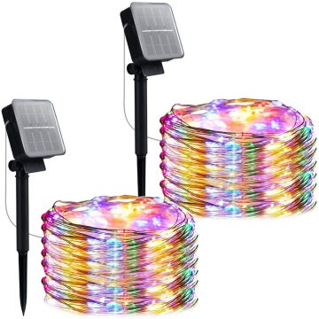 Outdoor Waterproof 8 Mode 100 LED Solar Fairy Lights for Patio Yard Trees (33FT)