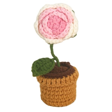 Wool Crochet Flower Pot: Creating Immortal Flowers for Indoor and Car Decorations