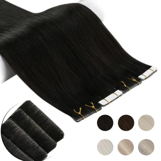 Wholesale Double Drawn Remy Skin Weft Tape Hair Extensions 100% Ponytail Human Cuticle Hair Tape In Hair Extensions