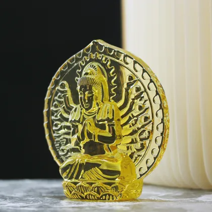 Folk Art 3D Guanyin Statue: Healing Crystal Carving for Temple Souvenirs