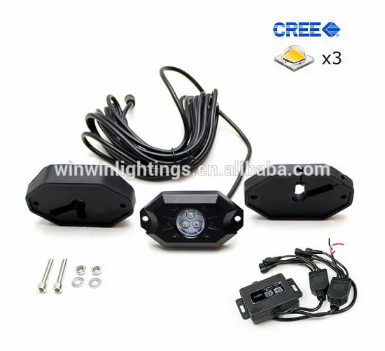 9W High Power RGB Multi-Color 3CREE LED Rock Light Kit Bluetooth Remote Control
