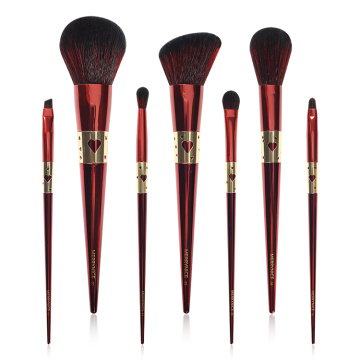 Merrynice new arrival private label red 7Pcs makeup brush set custom makeup brushes