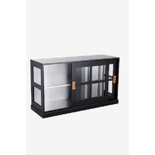 Modern Black Transparent Wood Glass Cabinet