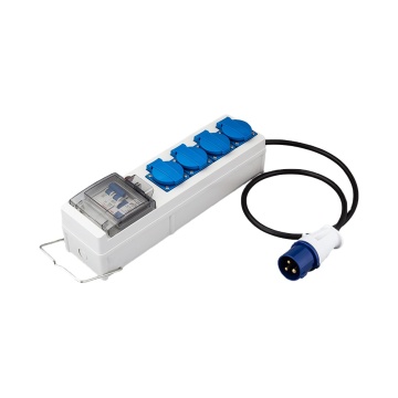 Camping CEE 4 Way Schuko Mobile Mains Power Unit with RCD & MCB 15M Cable 16A 230V