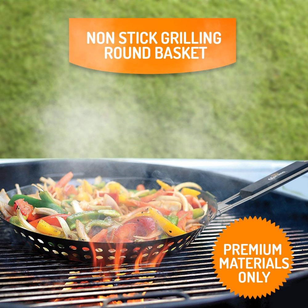 Non-stick Coating BBQ Grill Pan With Wood Handle