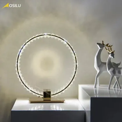 Luxury Crystal Table Lamp - Clear Crystal and Stainless Steel Fashion Bedside Lamp