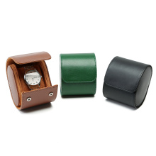 Brown Green Black Leather Travel Watch Roll Case