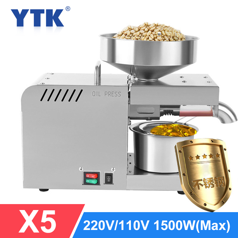 YTK Oil Press Full Automatic Household Flax Seed Press Peanut Oil Press Stainless Steel Cold Press Oil Press 1500W (Max)