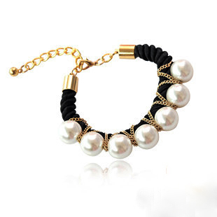 Fashion Shambhaha Black Silk Freshwater Pearl Bracelet Wgb-185-83