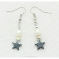 hematite star beads earring