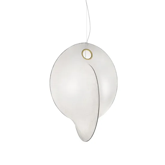 Post-Modern Minimalist Lumind Italian Silk Villa Chandelier and Stairwell Light Set