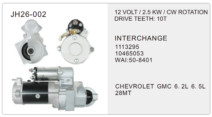 Delco truck starter- JH26-002-X