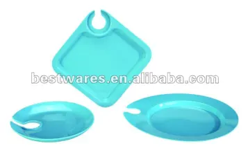 Chinese hanging melamine light blue plastic dinnerware plate