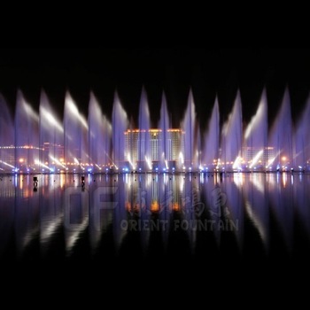 music dancing outdoor colorful lake water underground fountain