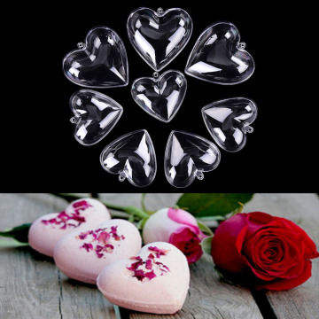 Heart Shape DIY Clear Plastic Bath Bomb Mould Acrylic Mold 2Pcs 65/80mm