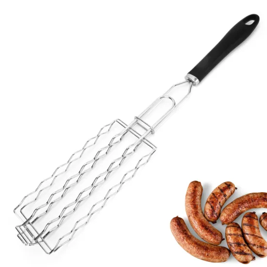 JHY Hot-Selling Reusable BBQ Sausage Grilling Basket Made of ABS Handle