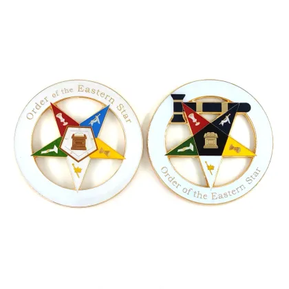 Order of the Eastern Star Gavel Car Emblem - 3 Inch Round Masonic Auto Emblem