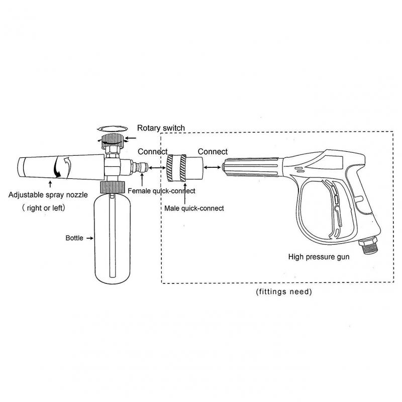 Car Snow Foam Lance Lance Alemble Foam Foam Generator With 1/4 in Carnector Car Snow Foamer Care Clean Care