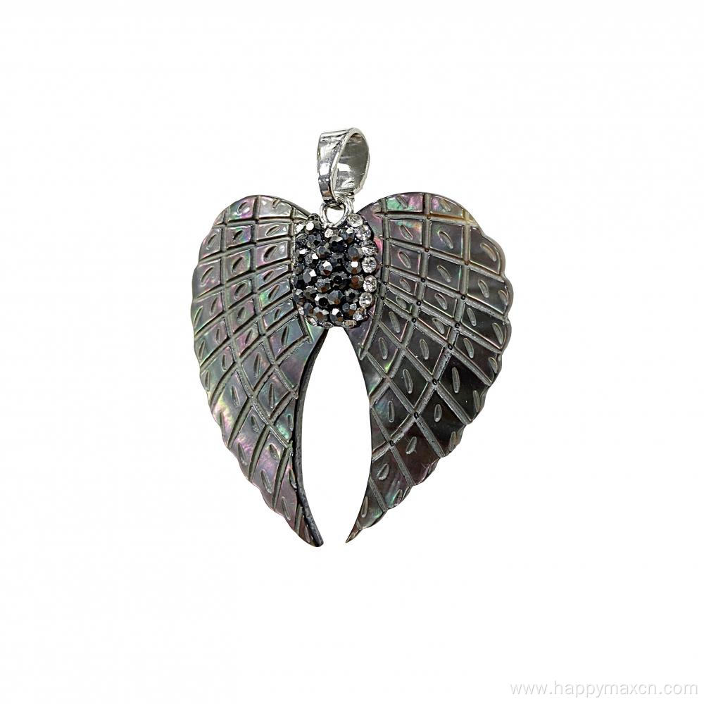 Craft angel wing shell pendants rhinestone jewelry making