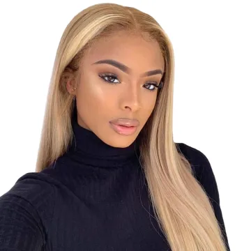 Brazilian 13x4 Lace Front Human Hair Wigs 613 Blonde Pre Plucked Straight Lace Wigs 150% Density Remy Hair Wig