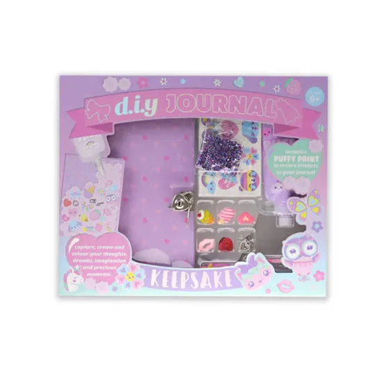 Cute DIY Journal Set with Puffy Paint and Pen - Girly Office Stationery Gift