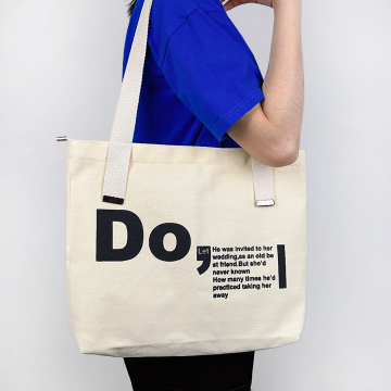 Organic Cotton Canvas Tote Bag with Interior Pockets and Zipper
