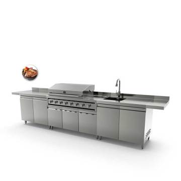 High Quality Gas Griller Outdoor Kitchen Gas Bbq Grill Stainless Steel Cabinet