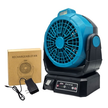 Cordless 20V Lithium-ion Rechargeable Battery Floor Fan with LED for Camping