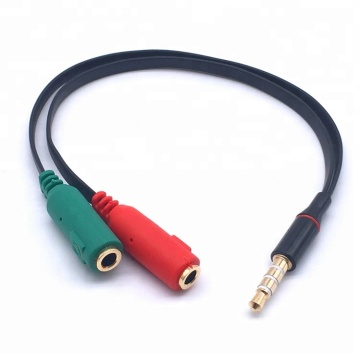 3-Ring 3.5mm AUX to Microphone and Earphone Jack Splitter Cable