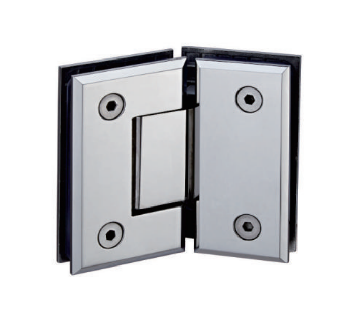 Beveled corner 135 degree glass shower hinge