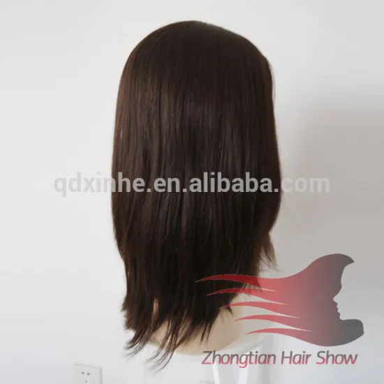 14inch #4 Big Layer Human Hair Full Lace Wig Silk Top Silicone Wig for Hair Loss