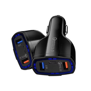 Fast Charging USB-C Car Charger 3-Port QC3.0 7A PD Type-C USB Car Charger for Travel