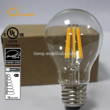 UL CUL Energy star New arrival Warm White A60 A19 E27 E26 B22 6W 8W Led Filament Bulb, Filament lamp
